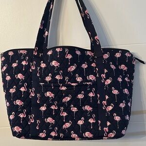 Vera Bradley Flamingo Quilted Tote - Blue and Pink